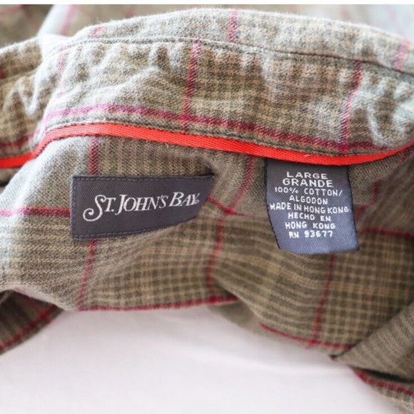 St. John's Bay Plaid Flannel Shirt Green Size L - Picture 5 of 6